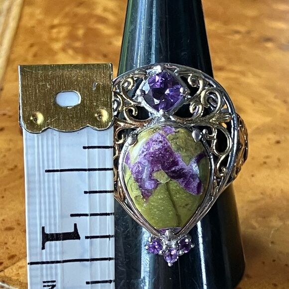 Tasmanian Stichtite Amethyst Sterling Silver Cocktail Ring - Picture 7 of 9